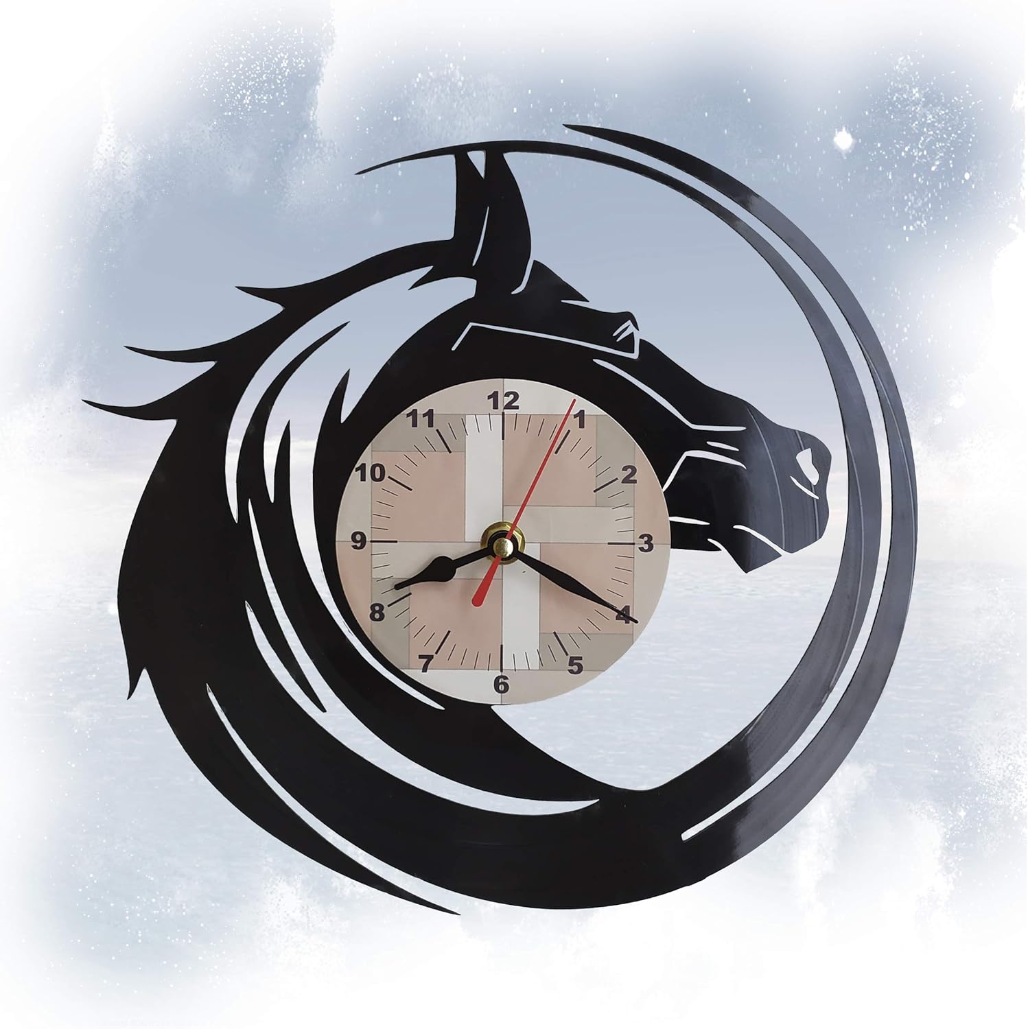 Jewels Vinyl Clock Horse, Horse Clock, Animal Clock, Horse