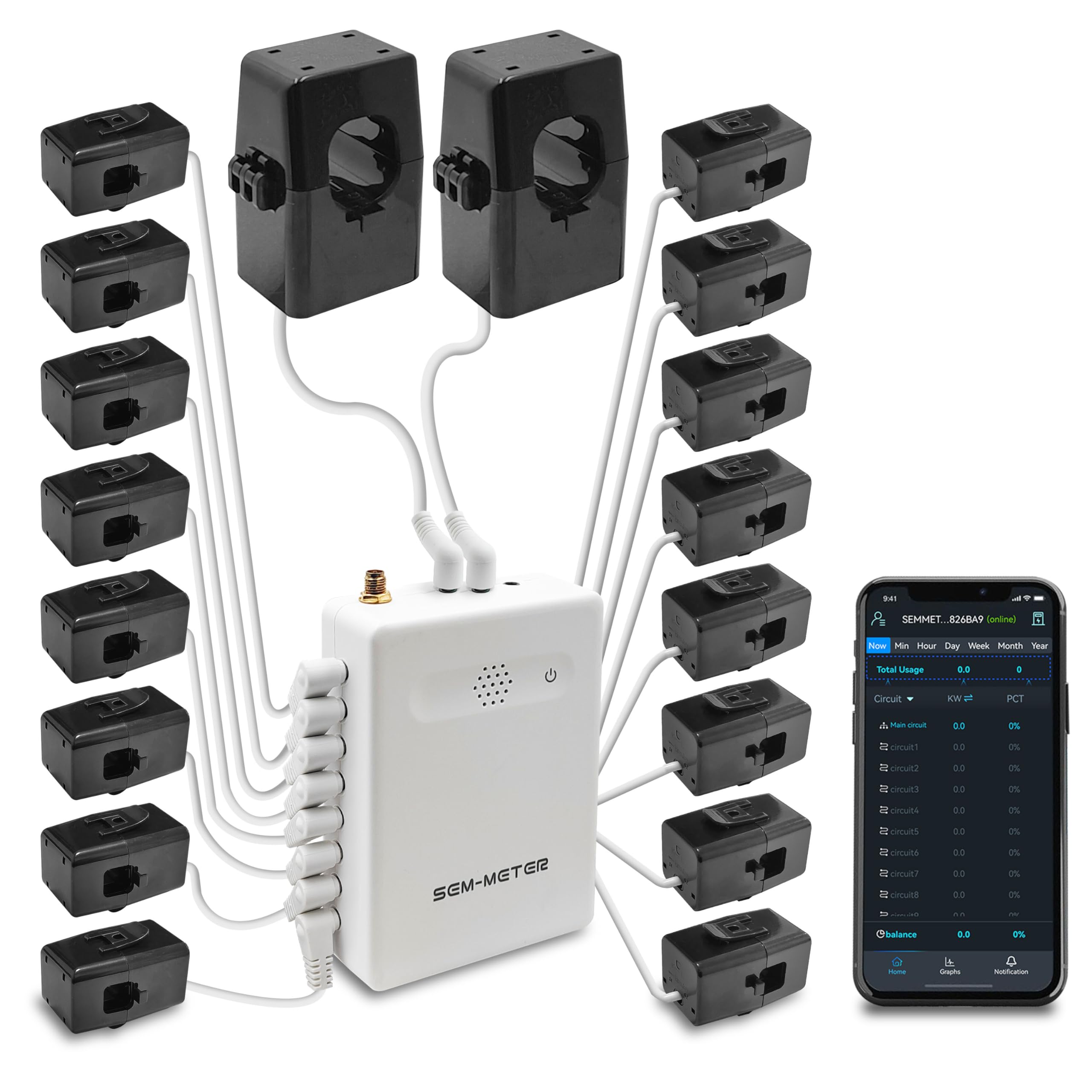 Photo 1 of Smart Home Energy Monitor with 16 50A Circuit Level Sensors, Measure Power Usage in Real-Time, History with App (16 50A Circuit Level Sensors) - Compatible with Home Assistant