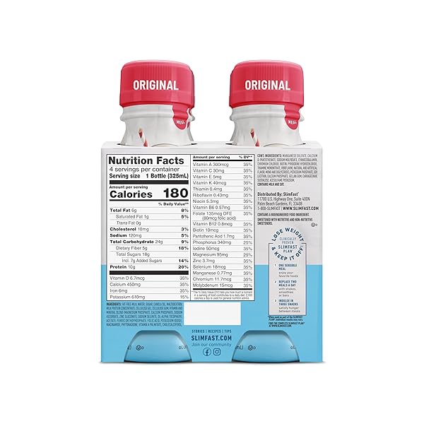 SLIMFAST MEAL REPLACEMENT SHAKE, ORIGINAL FRENCH VANILLA, 10G OF READY TO DRINK PROTEIN, 11 FL. OZ BOTTLE, 4 COUNT (PACK OF 3) (PACKAGING MAY VARY)