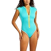 Seafolly Women's Cap Sleeve Zip Front One Piece