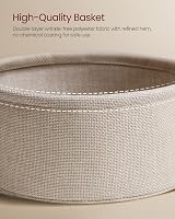 VASAGLE LET223W10 Small Round Coffee Table with Fabric Basket White view 6