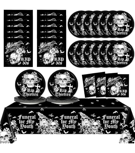 36 Pcs 40th Birthday Cupcake Toppers - Gothic “Death To My 30s” Decor, 9 Designs, Black Theme - View #11