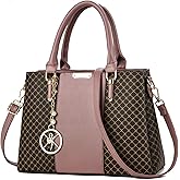 Purse and Handbags for Women, 3 Zip Compartments Tote Bag Designer Shoulder Purse Top Handle Satchel Bags