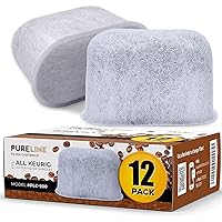 12 Pack Keurig Compatible Charcoal Replacement Water Filters by Pureline- Universal Fit for Keurig 2.0 and older models