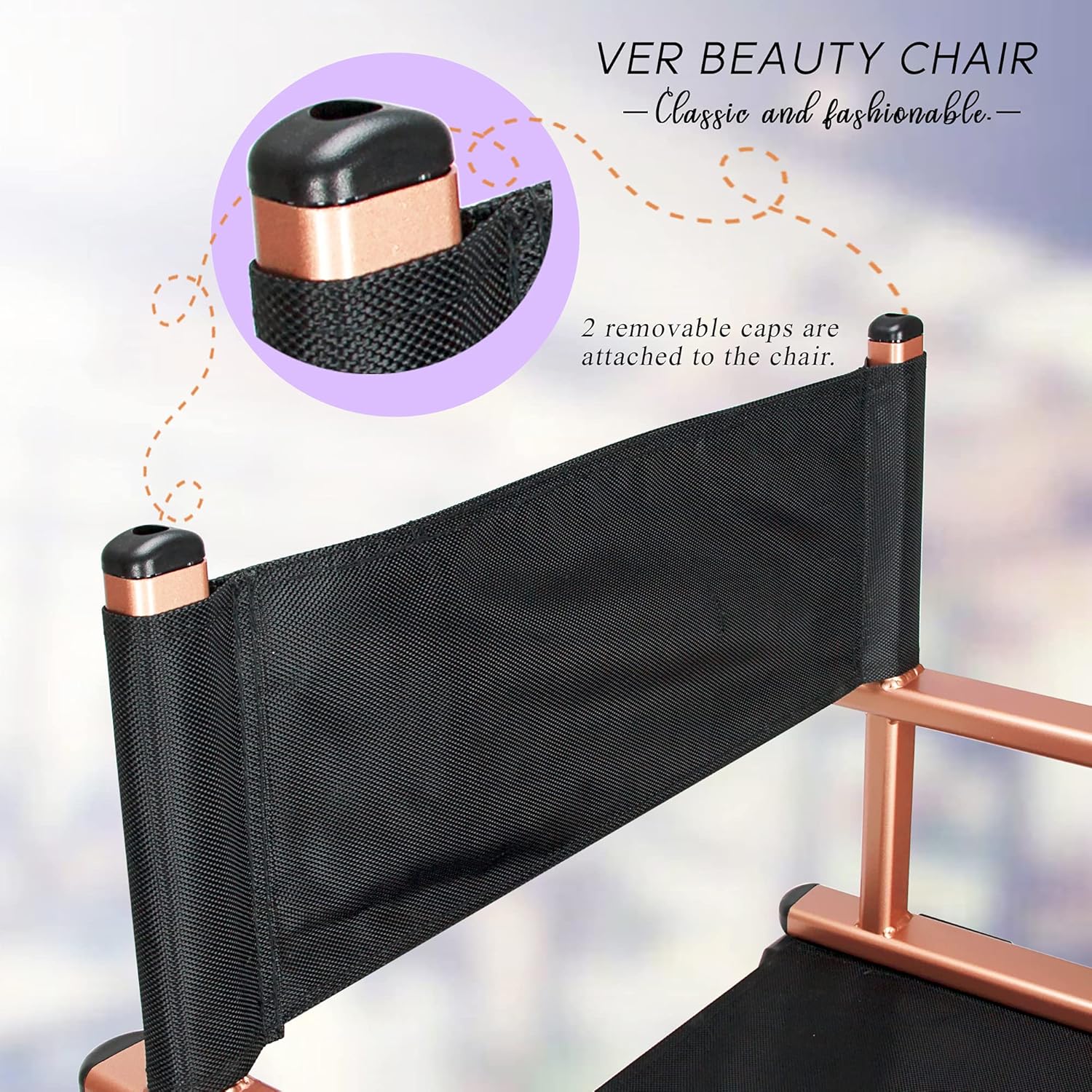 Professional Makeup Artist Chair Directors Chair, Portable Chair, Foldable Aluminum Makeup Chair with Head Rest in Rose Gold by Ver Beauty: Kitchen & Dining