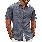 PJ Jones Mens Casual Shirts Short Sleeve Button Down Shirt Lightweight Summer Shirts
