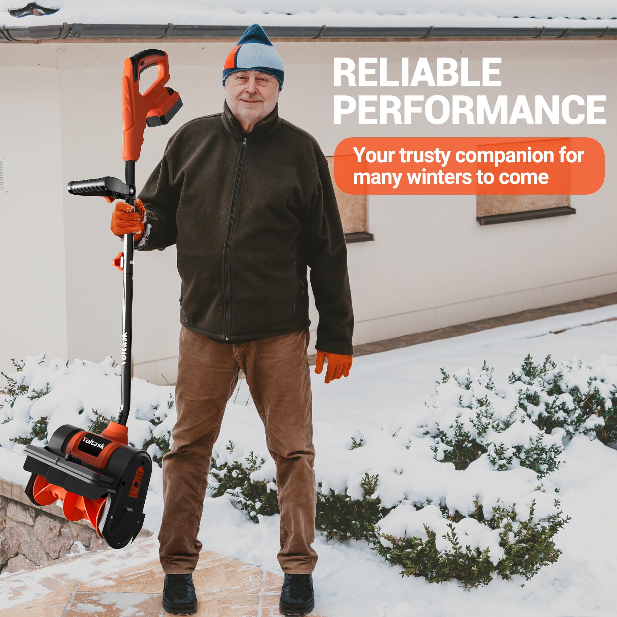 VOLTASK Cordless Snow Shovel, 20V 12Inch 4Ah Cordless Snow Blower