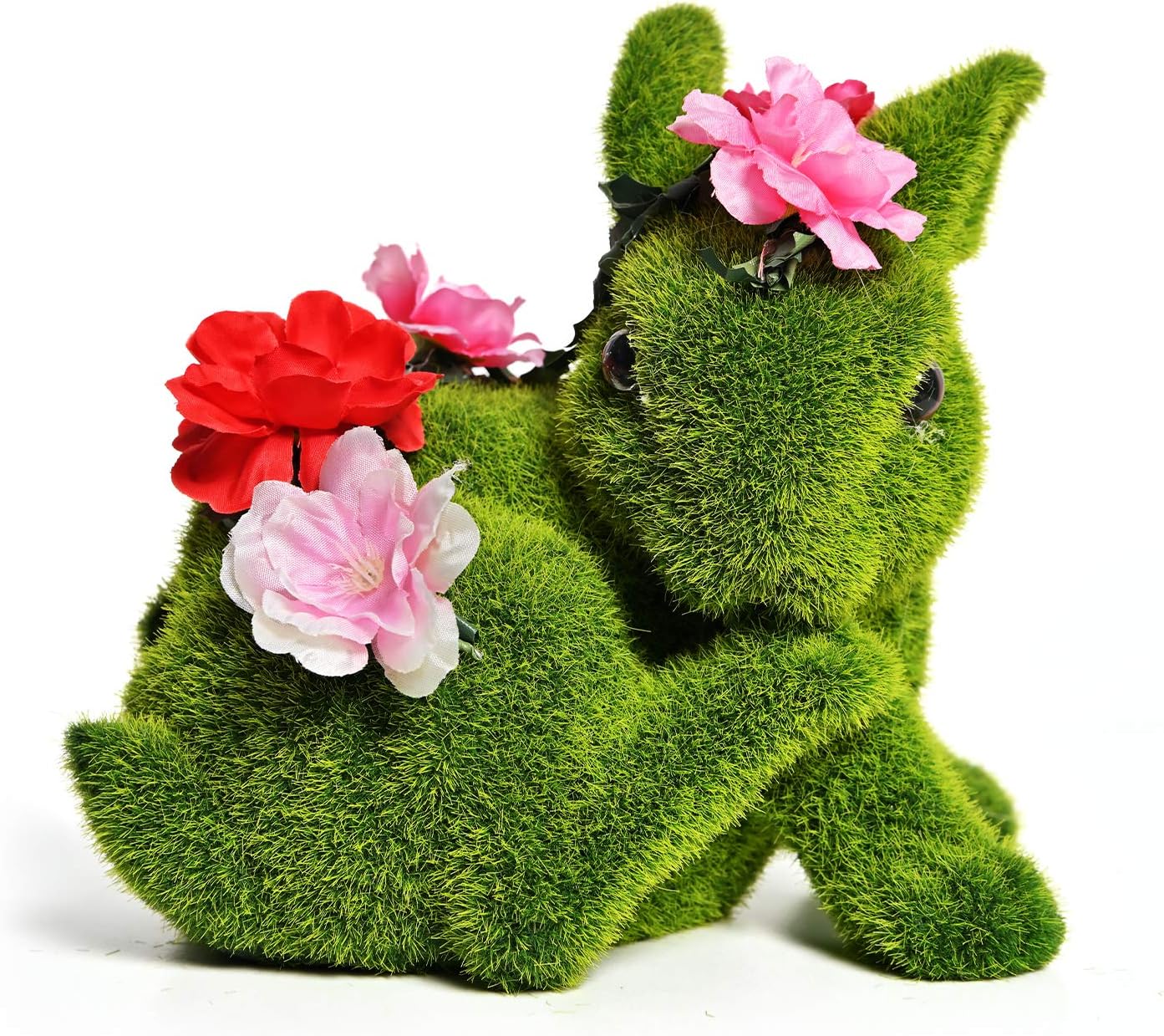 ASAWASA Flocking Rabbit Solar Garden Statues and Sculptures Outdoor Decor,Garden Figurines with Solar Powered Lights for Patio,Lawn,Yard Art Decoration,Housewarming Garden Gift,8.1x5.5x6.7 Inch