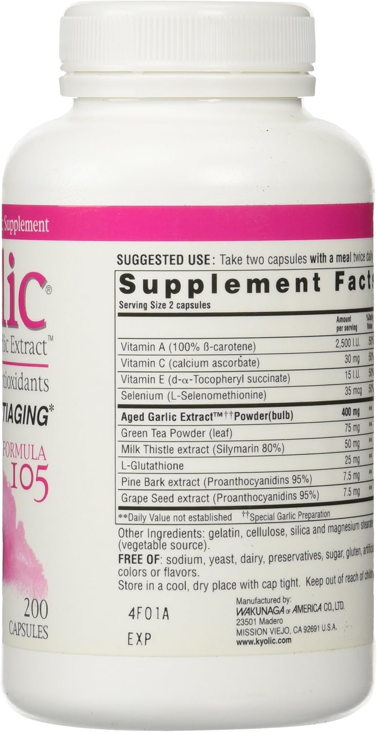 Kyolic Formula 105 Aged Garlic Extract Detox and Anti-Aging (100-Capsules): Health & Personal Care