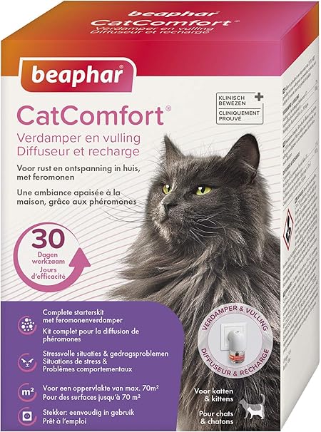 Beaphar Catcomfort Diffuseur Electrique De Pheromones Pour Chat Reduit Le Stress Et Les Problemes Comportementaux Sans Dependance Ni Somnolence 1 Prise Et 1 Recharge De 48 Ml Amazon Fr Animalerie