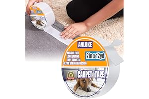 ANLOKE Double Sided Carpet Tape for Area Rugs -Rug Tape 2 Inch x 12 Yards - Residue-Free Heavy Duty Rug Tape Gripper for Hardwood Floors，Removable,
