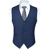 HISDERN Mens Suit Vest Business Casual Dress Waistcoat Vest Solid Color Formal Wedding Vests for Suits or Tuxedo