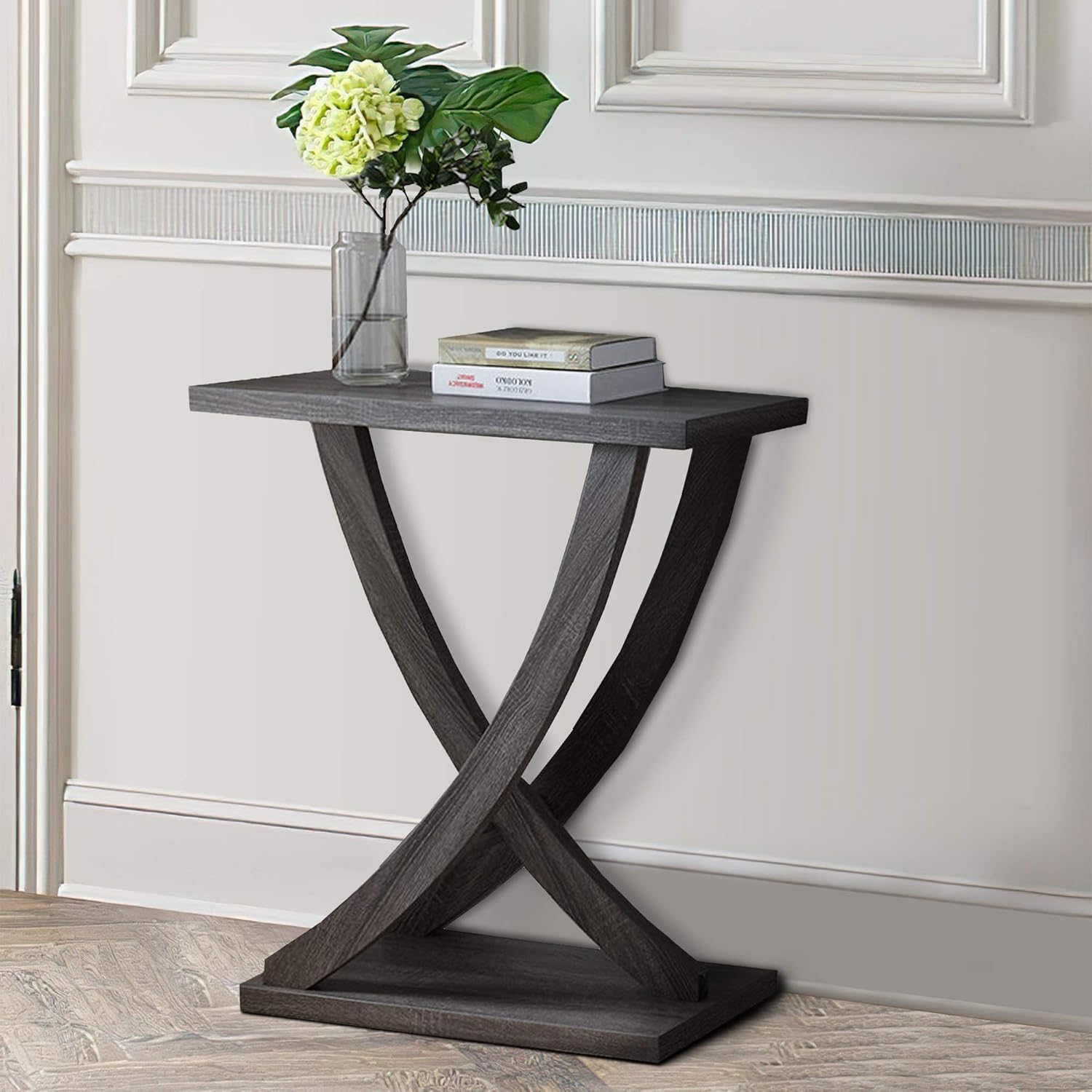 Benzara Wooden Console Sofa Side End Table with Curved Legs, Distressed Gray: Kitchen & Dining