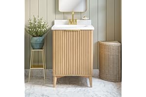 OVE Decors Indy 24 in. Undermount Single Sink Bathroom Vanity with White Engineered Marble Top, Rustic Ash