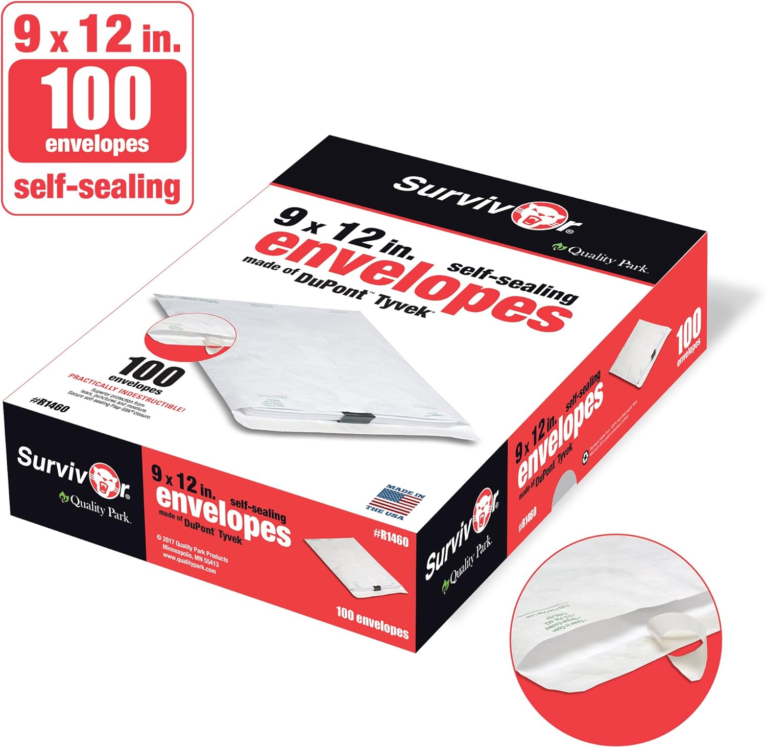 Quality Park Survivor R1460 Tyvek Mailer, 9 x 12, White (Box of 100) : White Tyvek Mailers : Office Products