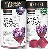 Multimineral Sea Moss Gummies 3000 Mg with Probiotic, Bladderwrack, Black Seed Oil, Ashwagandha, Burdock Root (2 Pack) - Irish Seamoss for Immunity, Thyroid and Gut Health - Vegan, Sugar Free