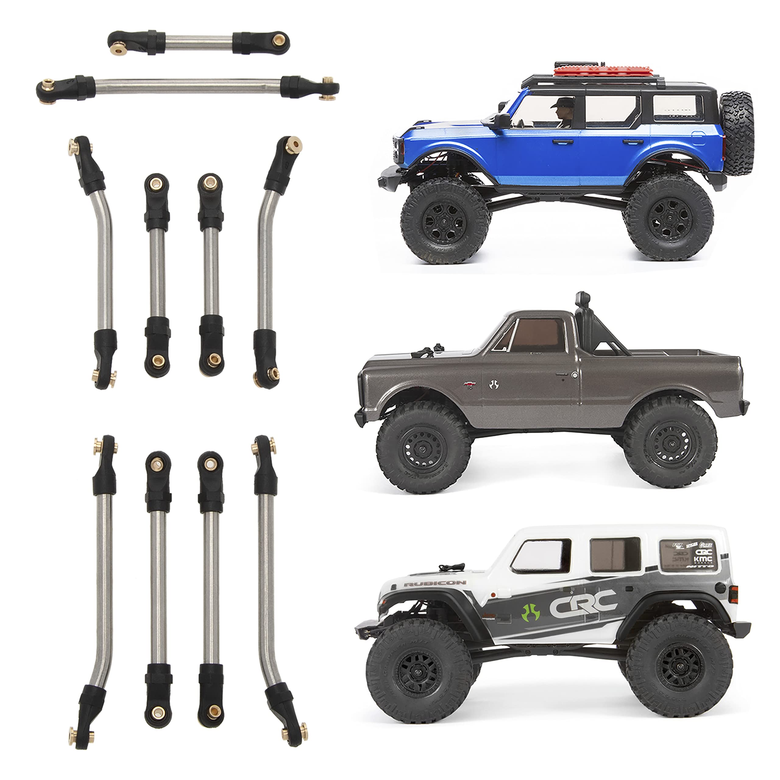 Photo 1 of MEUS RACING SCX24 Links High Clearance Chassis Steering Links Set 10pcs 132mm Wheelbase for SCX24 C10 Bronco Wrangler 1/24 RC Crawler Car