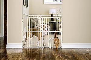 CARLSON PET PRODUCTS Carlson Extra Tall Metal Expandable Pet Gate White, Includes Small Pet Door 32" Tall x 22" - 38" Wide
