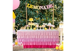JEVIX Pink Table Skirt 6ft Tutu Table Skirt For Rectangle Table Birthday Party Decorations Baby Shower Girls Parties Cake Dessert Table Decorations Ruffle Table Skirting