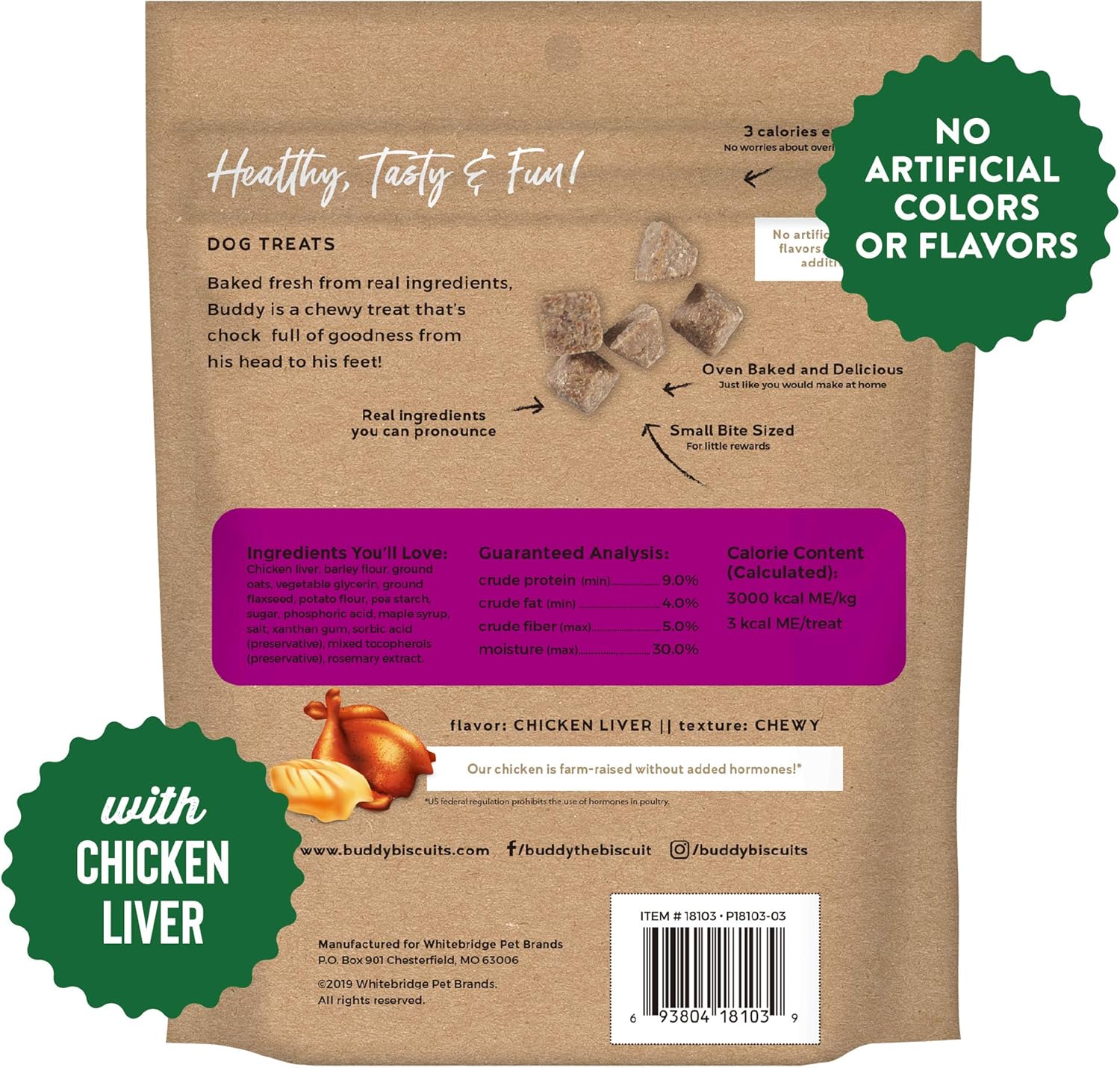 Buddy Trainers Dog & Puppy Training Treats for Small or Large Dogs, Made in USA, Natural Chicken Liver 7 oz : Pet Supplies