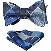 Bow Ties for Men Check Plaid Self Tie Bow Tie and Pocket Square Bowtie Formal Tuxedo Wedding Bowties Handkerchief Set