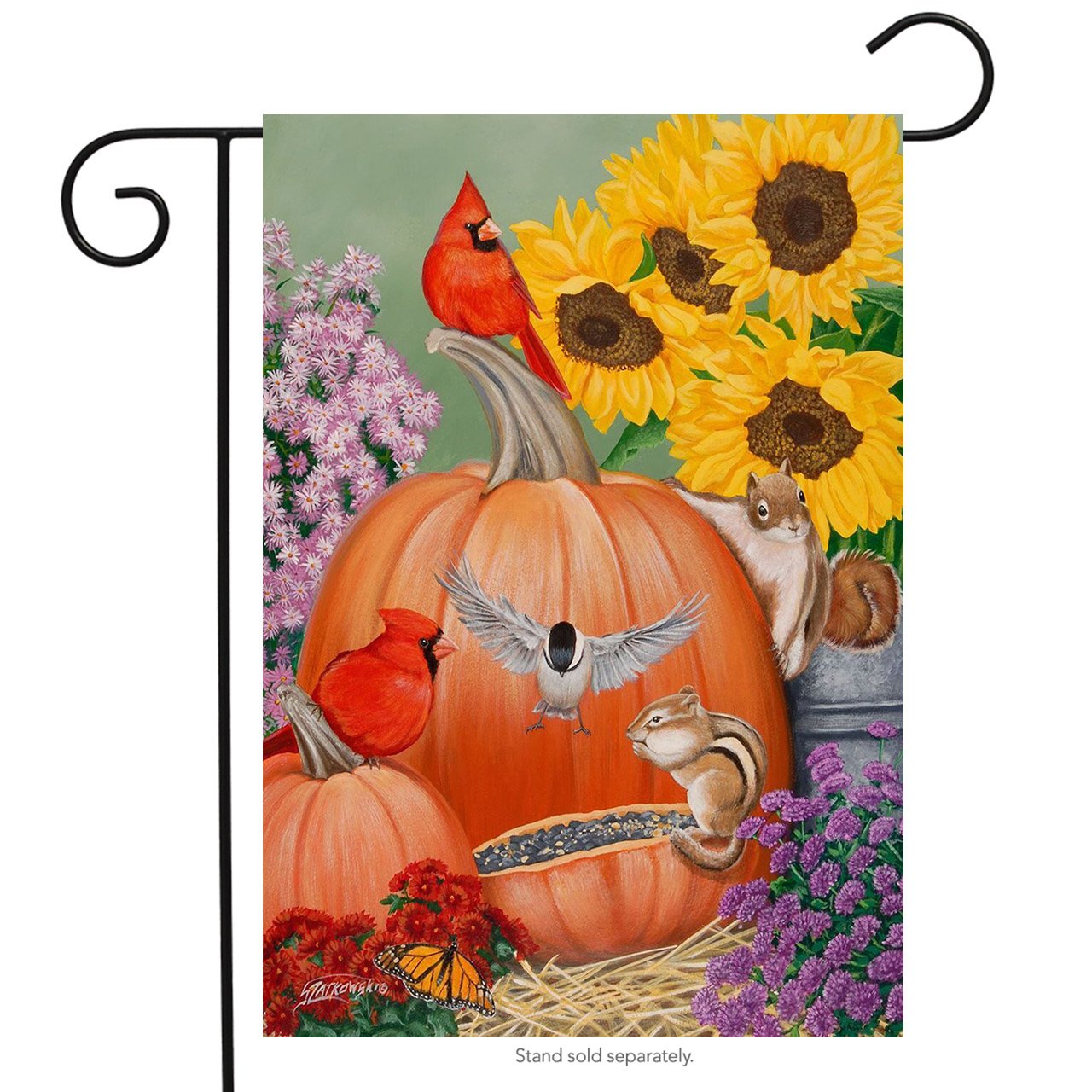 Fall Pumpkin Applique Garden Flag Autumn Double Sided 12.5" x 18