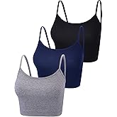 Boao 3 Pcs Crop Camisole Top Spaghetti Strap Tank Sleeveless Crop Tank Top for Women Sports