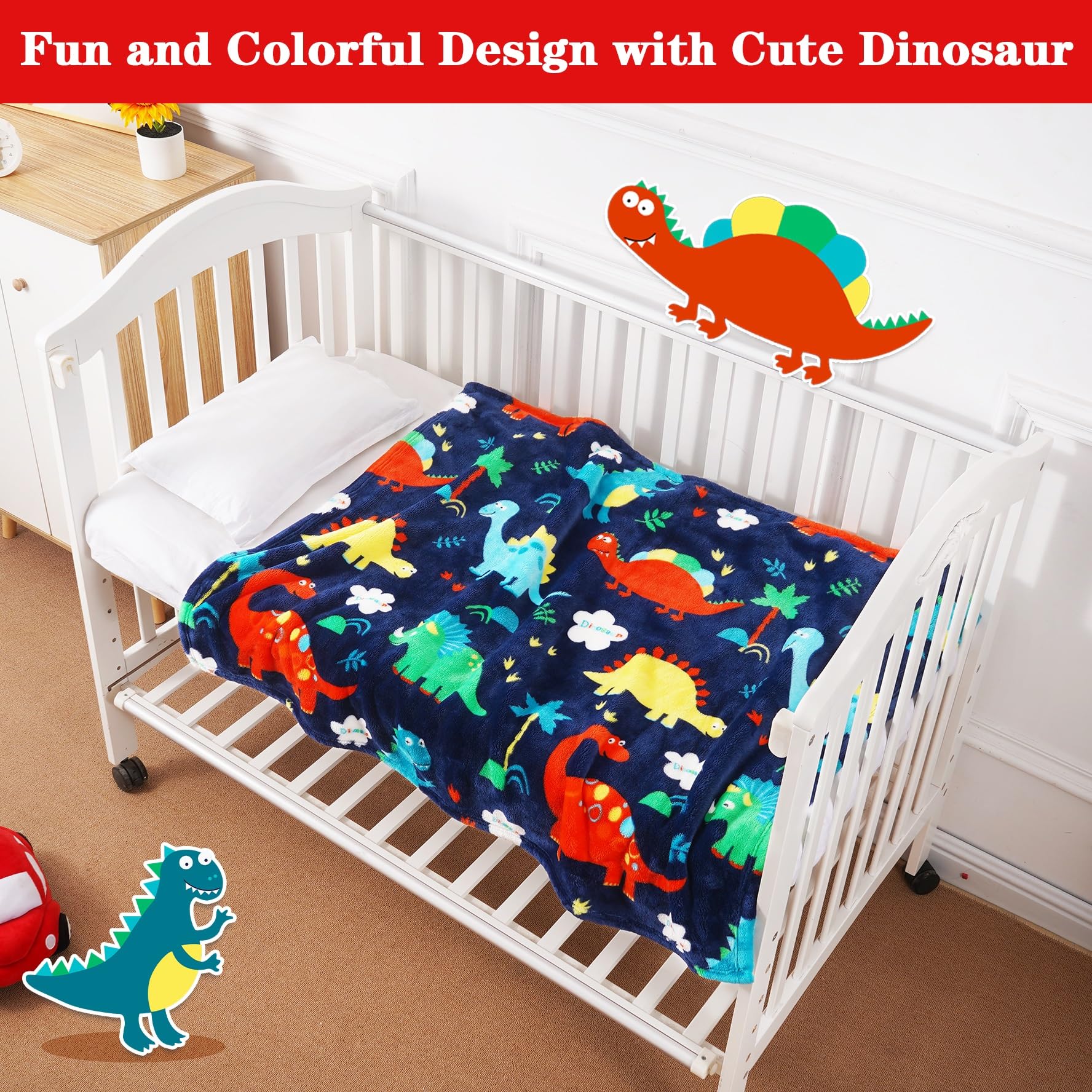 Lukeight Toddler Blanket for Boys and Girls, Plush and Thick Dinosaur Blanket Birthday Gifts for Toddler and Baby (Dinosaur, 30x40 Inches)