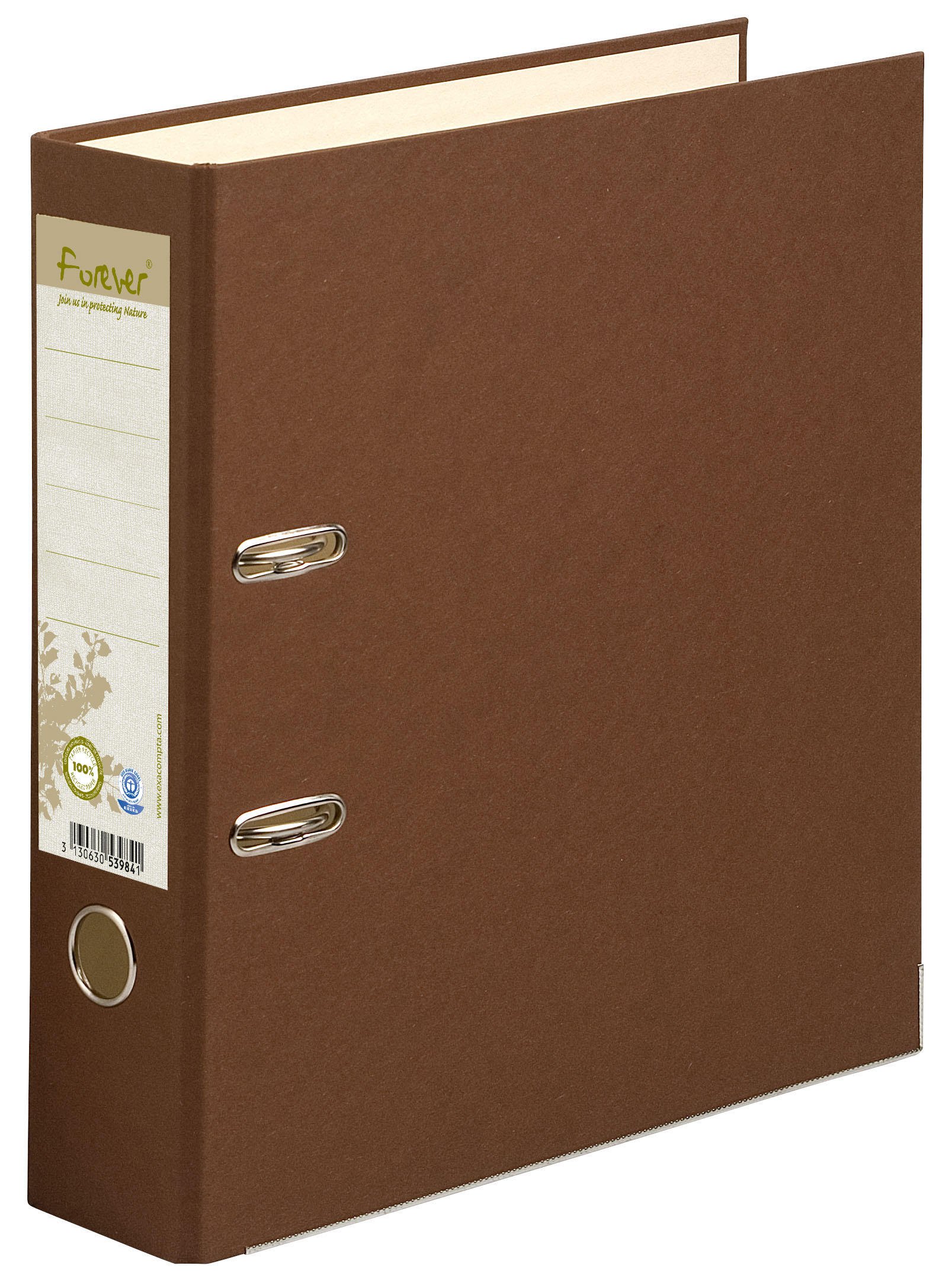 Exacompta - Ref 53984E - Forever Collection - Prem'Touch Lever Arch File - 320 x 290mm, Suitable for A4 Documents, 80mm Spine, 100% Recycled Paper - Chocolate — image 1