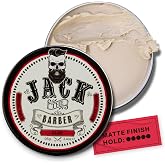 Jack the Barber Hair Clay for Men, Brutal Hold, Matte Finish, 3.4 oz | Low Sheen Texture, Flexible Hold, Reworkable, Paraben Free, Short to Medium Hair, Low Shine