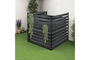 COLRASN 42" H x 38" W (3 Panels) Air Conditioner Fence Screen Trash Can Privacy Fence Panels for Outside Unit, Pool Eequipment Enclosure, No Dig Backyard Fencing (Black)