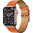 DONEGANI LB1 Leather Band for Apple Watch Hermes Ultra 2 49mm, Series 10 46mm, 9 8 7 45mm 41mm, SE 6 5 4 44mm 40mm, 3 2 1 42mm 38mm Men Women iWatch, Strap