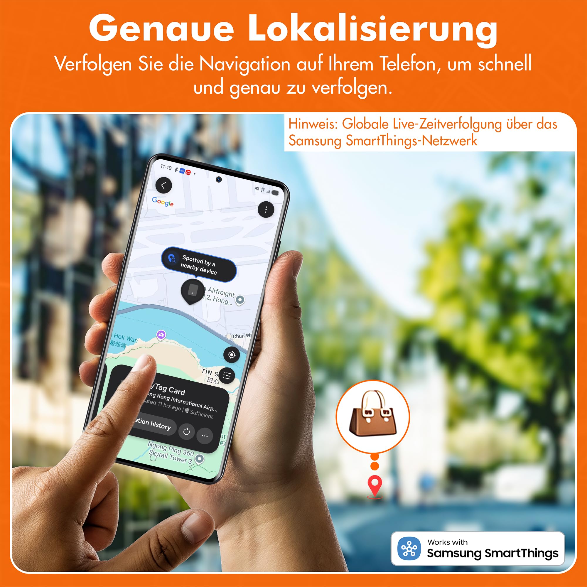 easyTag Tracking Card (Nur Samsung) - Schlanker und globaler Wallet Tracker für Geldbörsen, Taschen, Koffer und Gepäck. Wiederaufladbare Tracking Card kompatibel mit der Samsung SmartThings App. 7