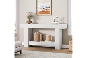 Garvee Farmhouse Console Table, Wooden Entryway Table with Storage, Rectangular Narrow Sofa Table Behind The Couch, Entry Tab