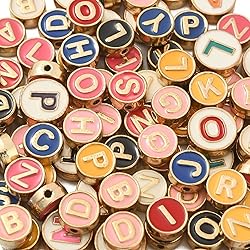 LiQunSweet 100 Pcs Enamel Mixed Beads Flat Round