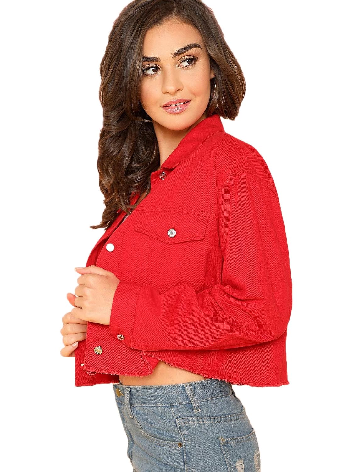 SheIn Womens Basic Long Sleeve Button 