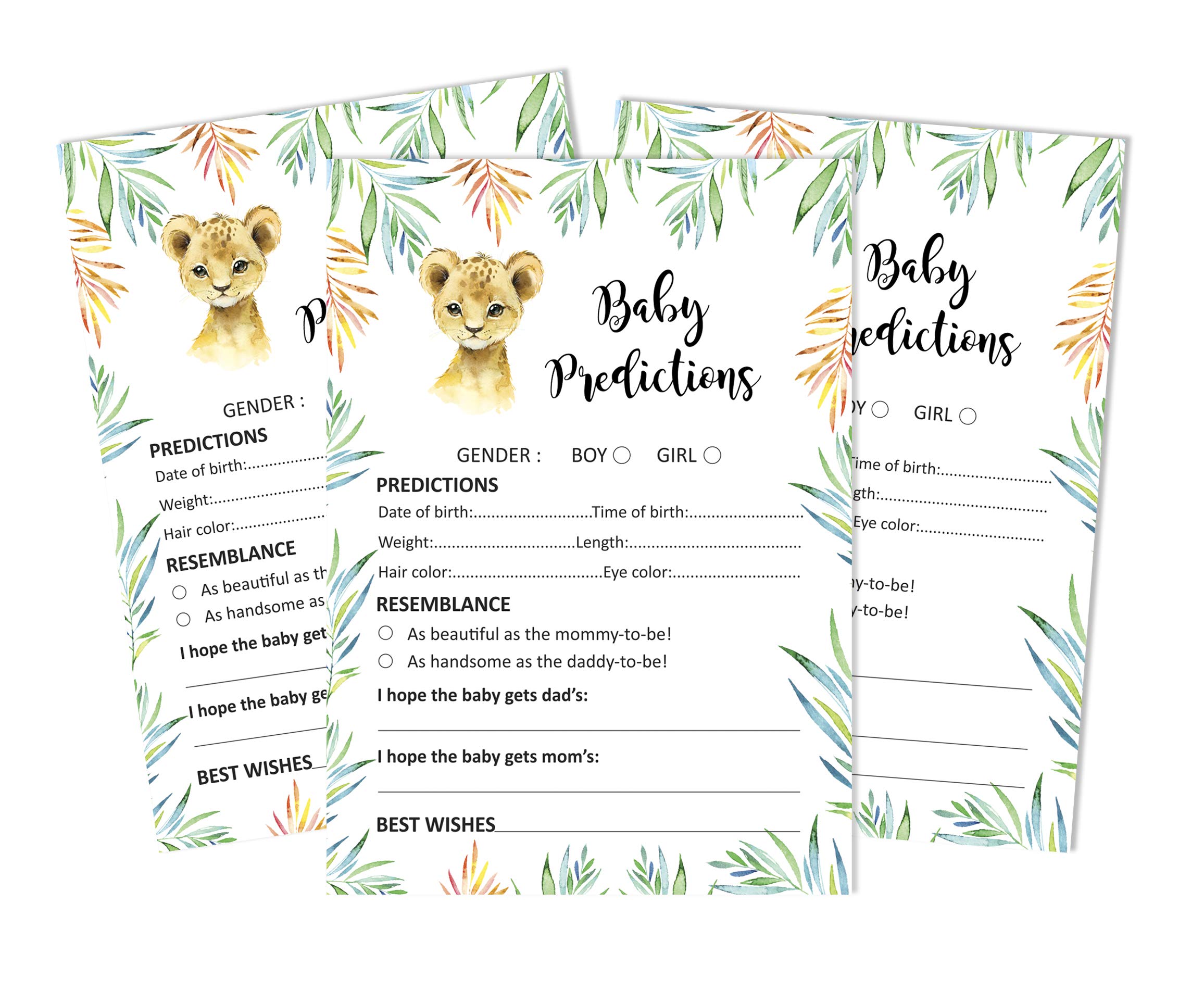 Inkdotpot Baby Cheetah Jungle Animals Party Supplies Set Of 50 Baby Shower Prediction Cards For Baby Shower Game