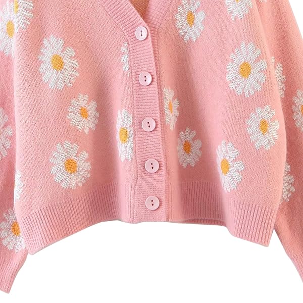 WOMENS Y2K LONG SLEEVE LOOSE CARDIGAN SWEATER V NECK KNITTED CARDIGAN BUTTONS SWEATERS TOPS(A-PINK,ONE SIZE)