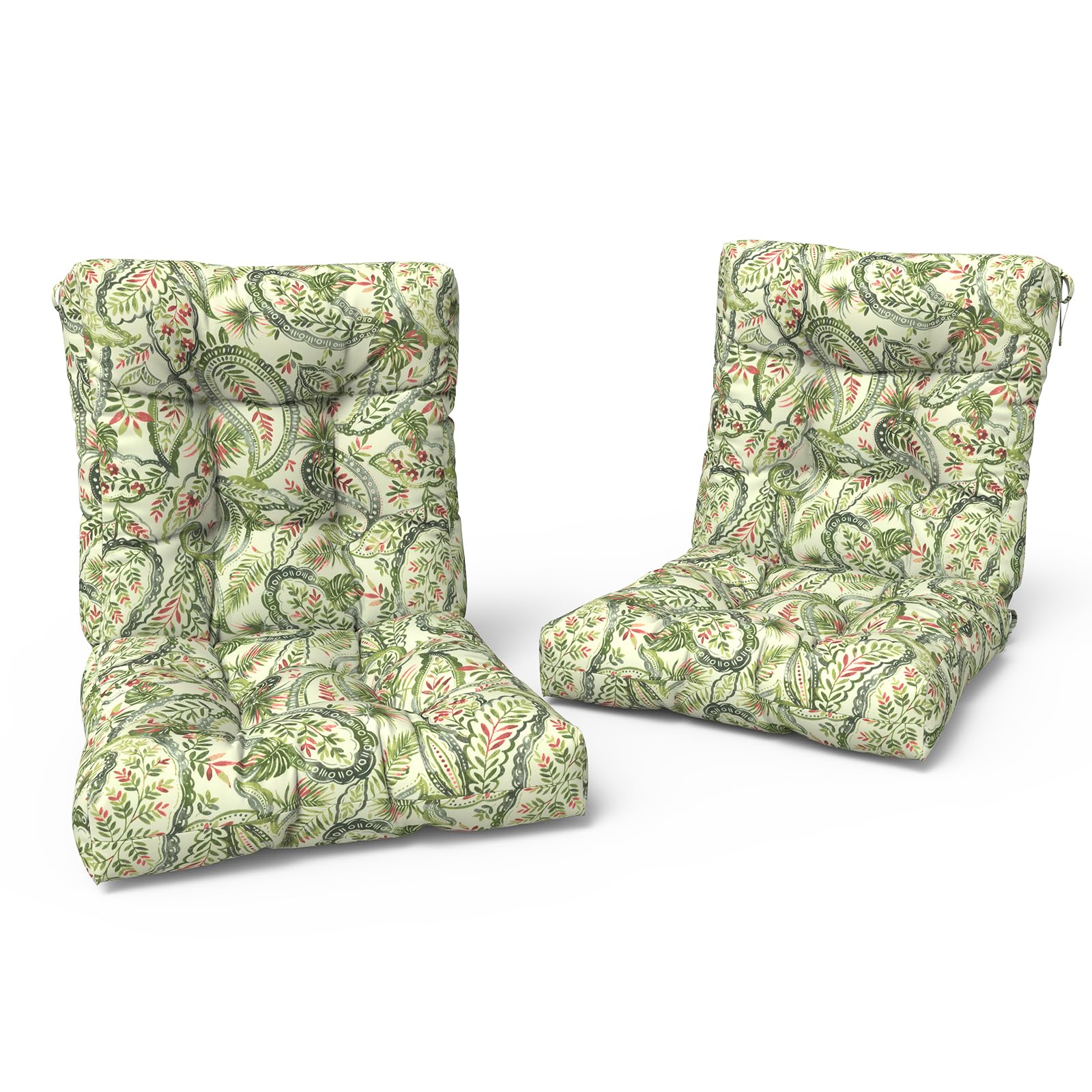 Photo 1 of LVTXIII Outdoor Low Back Chair Cushions, Seasonal Replacement Adirondack Chair Cushion with Ties, Patio Waterproof Seat Cushions for Home Garden Use, 21 W x 21 D, Set of 2, Faylinn Shadow Paisley