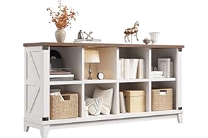 EnHomee 8 Cube Storage Organizer, Cube Organizer with Storage, Book Shelf for Bedroom and Home Office,White,Wood