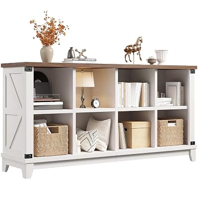 EnHomee 8 Cube Storage Organizer, Cube Organizer with Storage, Book Shelf for Bedroom and Home Office,White,Wood