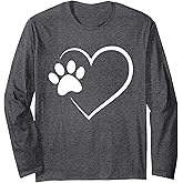Dog Paw Heart - Dog Lover Gift for Dog Moms Long Sleeve T-Shirt