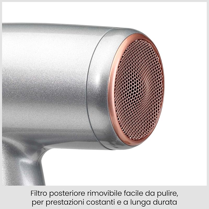 Cosmos Phon Capelli Leggero - Diffusore per Asciugacapelli, Potente ed Elegante da 2100W, Ionico Anti-Crespo, 3 Impostazioni di Calore e 2 di Velocità, Argento, D580DE