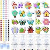 JellyArch 20 Set Spring DIY Painting Kit Ceramic to Paint Your Own | Flowers Bee Snail Bird Butterfly Statues Unpainted Plaster Figurines Brushes Acrylic Paints Bags Party Favor for Adults