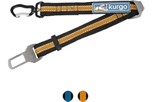 Kurgo Direct to seat Belt Tether for Dogs, Car seat Belt for Pets, Adjustable Dog Safety Belt Leash, Quick & Easy Installation, Works with Any Pet Harness, Carabiner, Swivel, Bungee, Zipline