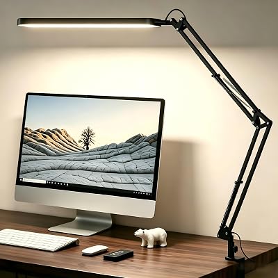 SKYLEO Desk Lamp LED 5 Color Modes 11 Brightness Levels Swing Arm 12W Black