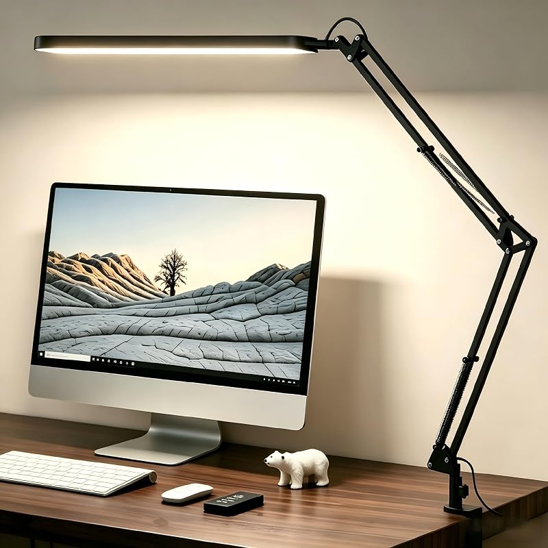 SKYLEO Desk Lamp LED 5 Color Modes 11 Brightness Levels Swing Arm 12W Black