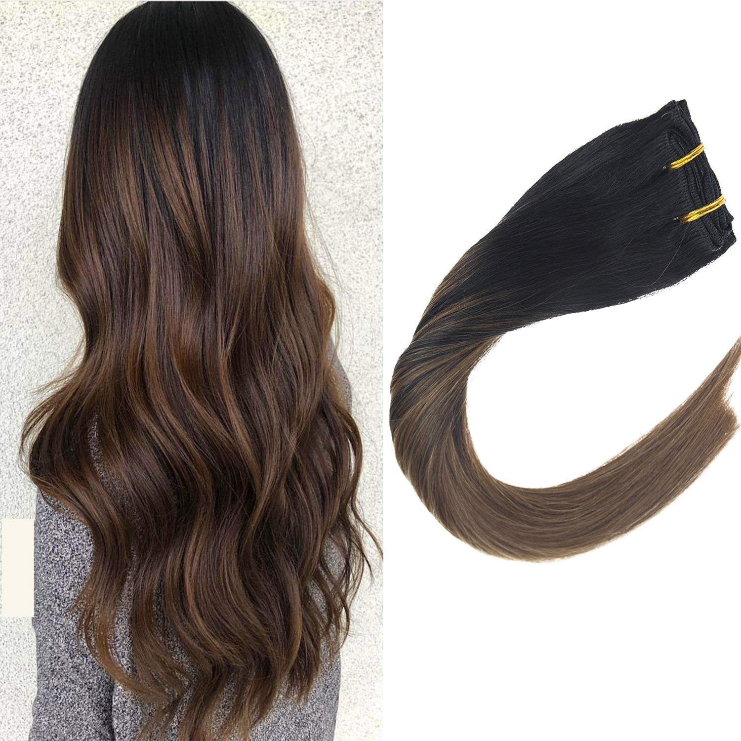 Amazon Com Vesunny 16 Thick Hair Extensions Clip In Human Hair