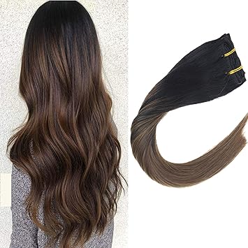 Amazon Com Vesunny 16 Thick Hair Extensions Clip In Human Hair