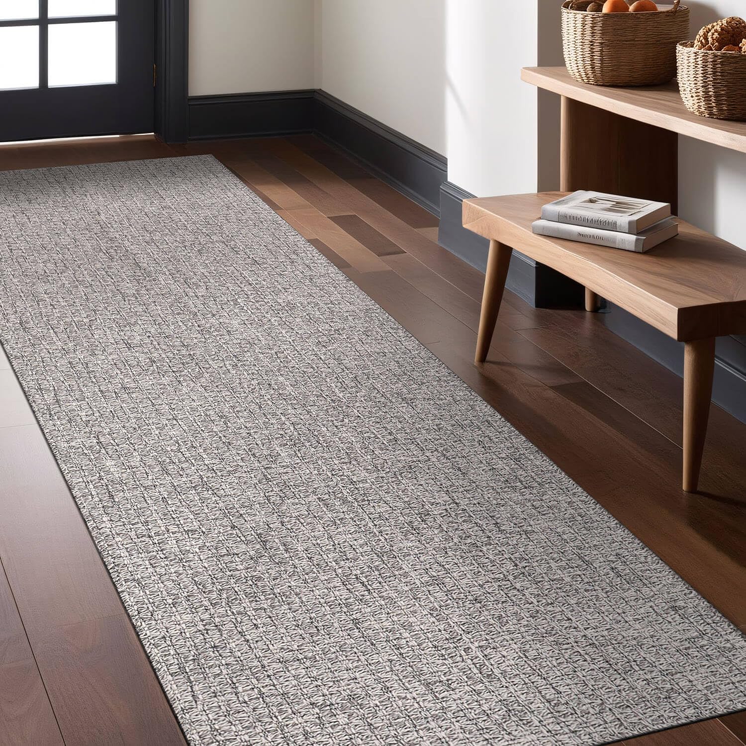Luul Home Easy Jute Rugs 2x7 Gray Color Living Room Indoor Outdoor Runner Rug for Farmhouse Patio and Kitchen Rug High Traffic Washable Easy to Clean Solid Boho Woven Design Outside Carpet (2 x 7)